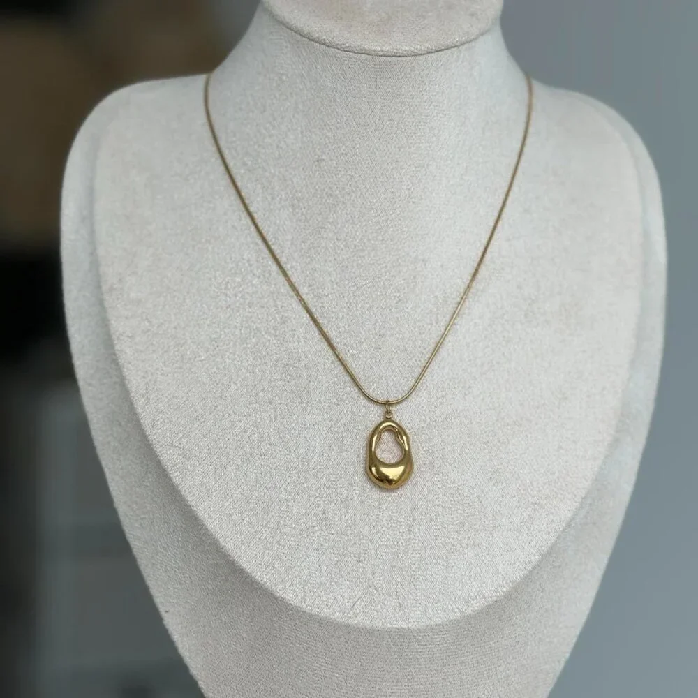 SKU:0495‎ vintage gold chain necklace With gold pendant material stainless steel